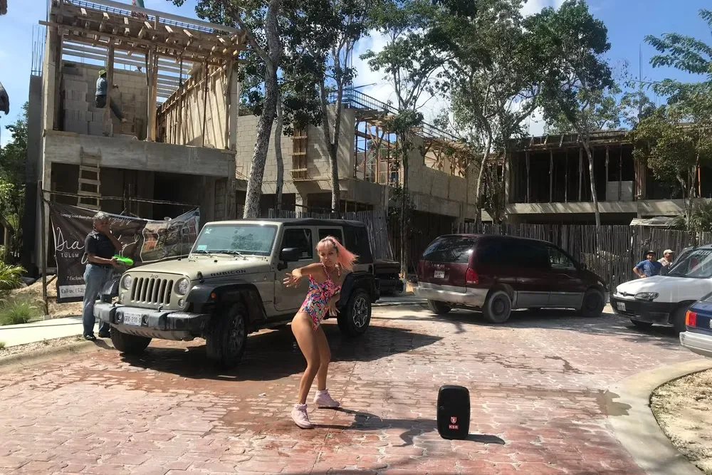 Construction site in Tulum during the 2018 Aki Aora residency