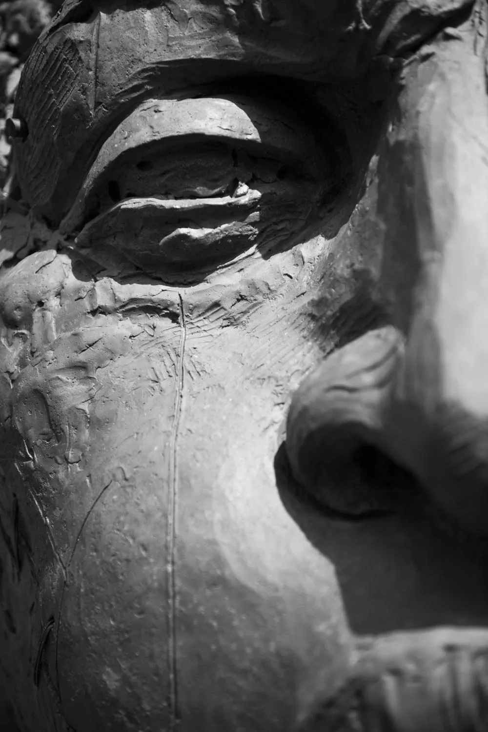 Javier Marín sculpture, detail of a face