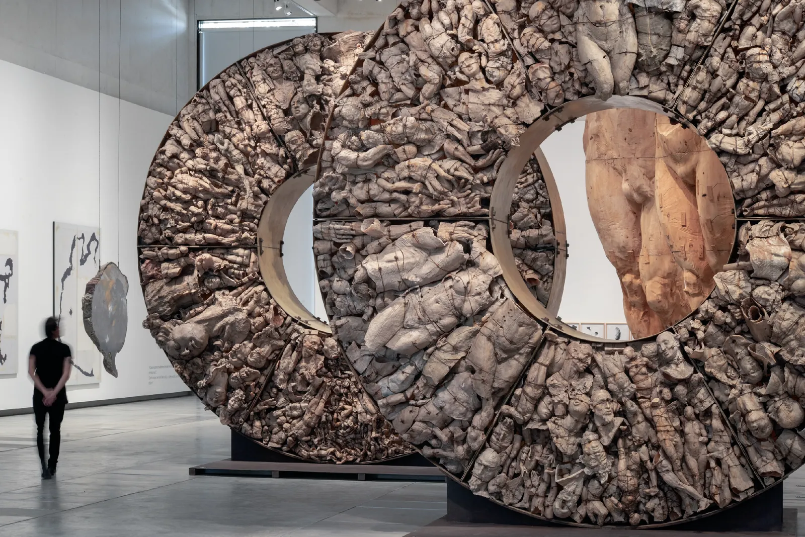 Large ring sculpture made of cast body fragments