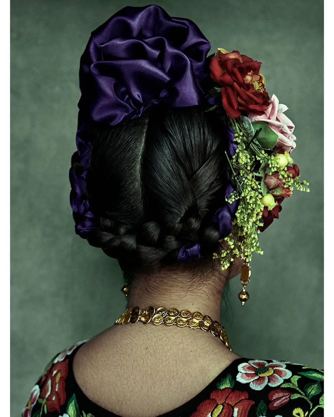 Braided hair with flowers