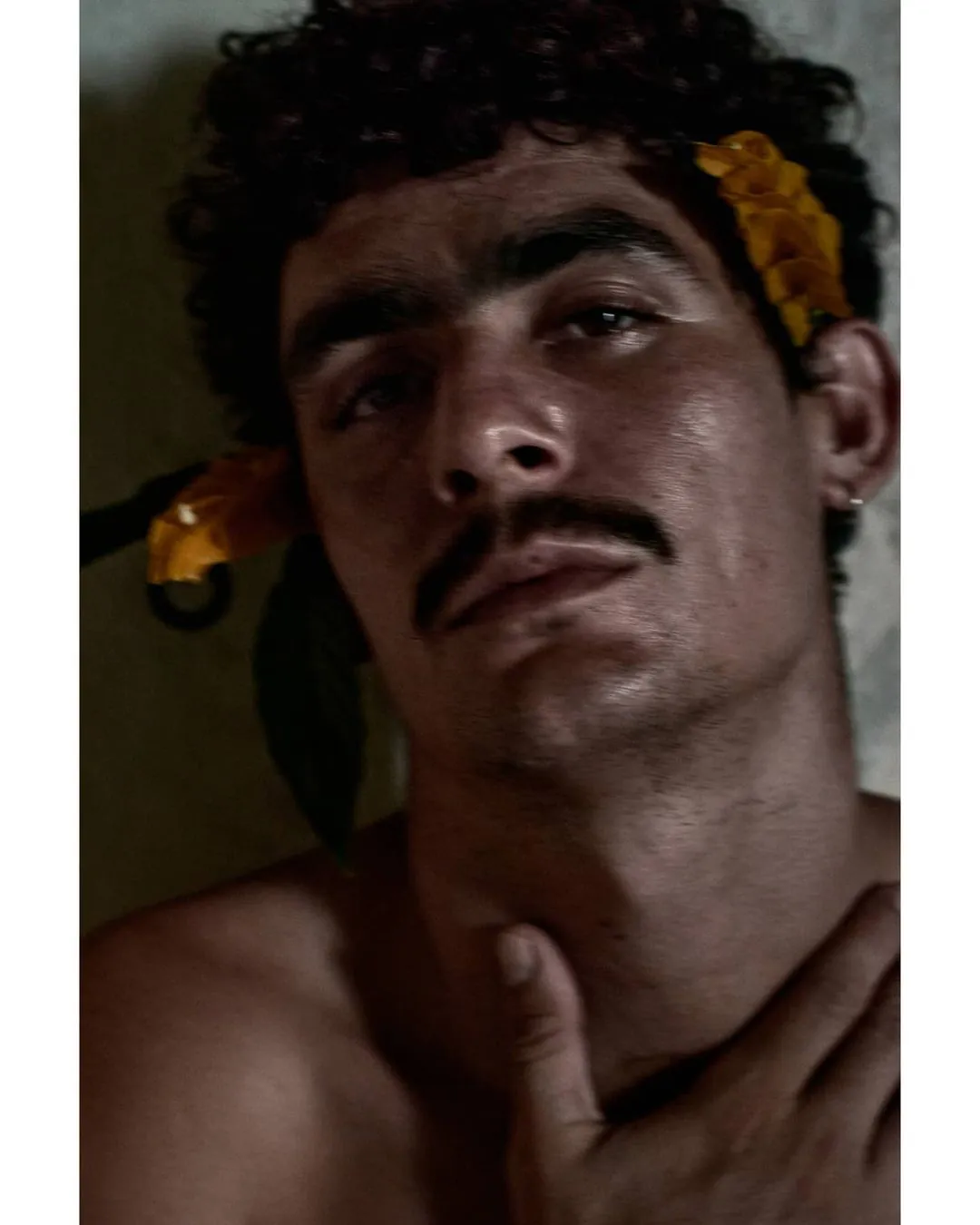 Portrait with yellow flower