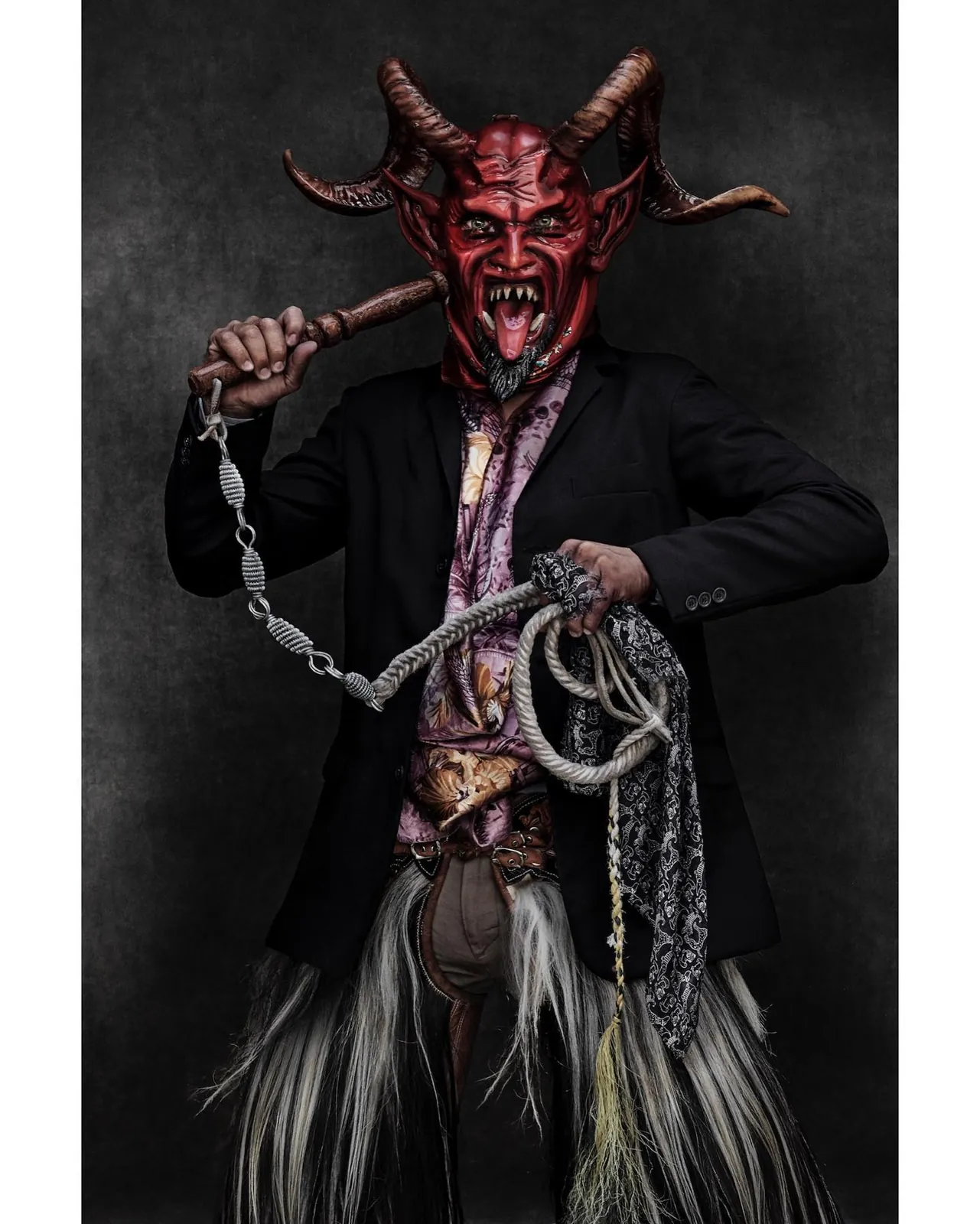 Red devil mask portrait