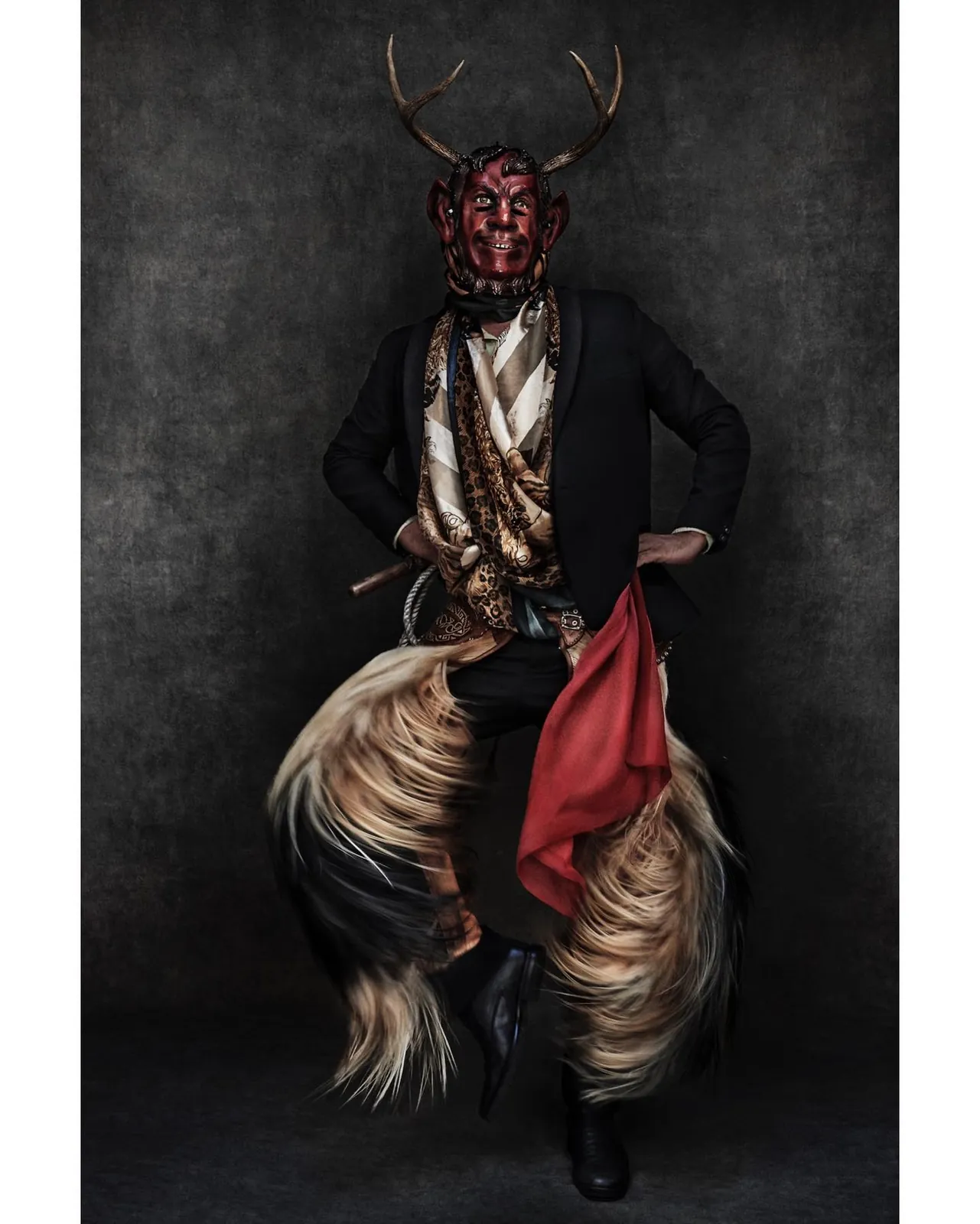 Red devil mask with antlers